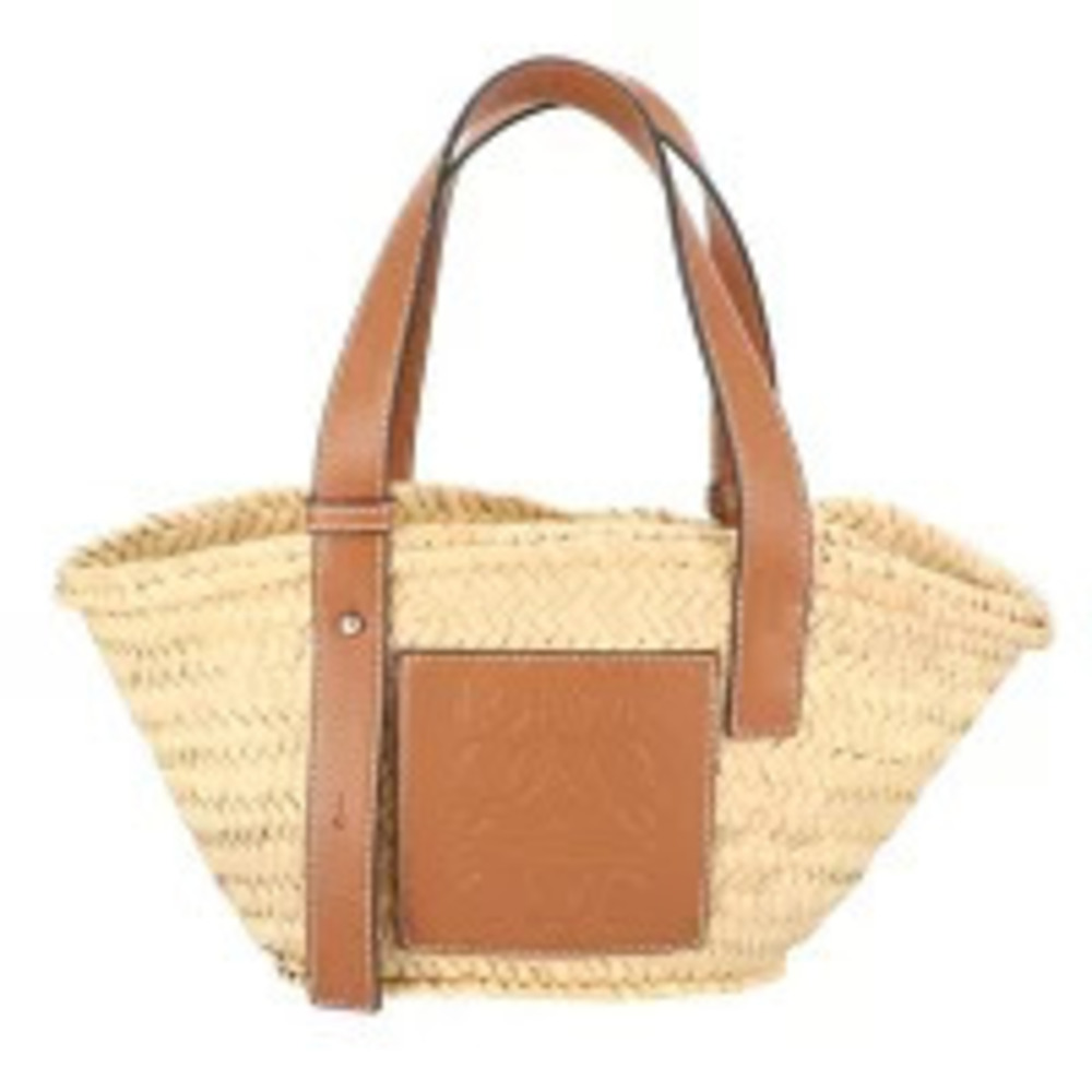 LOEWE Basket Straw Shoulder Bag Brown